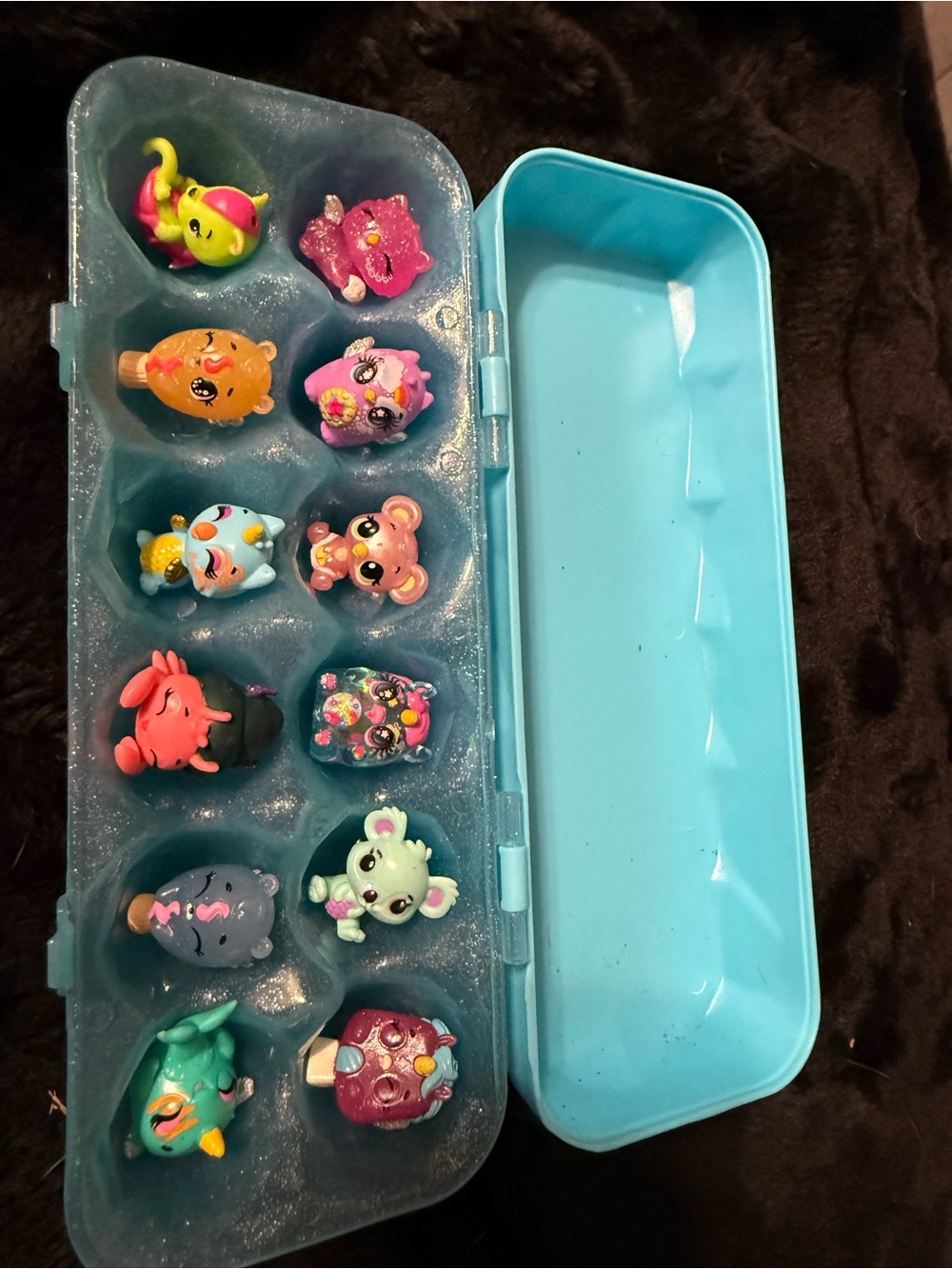 Hatchimals CollEGGtibles 12 Figure Lot w/ Blue Egg Carton Storage Case